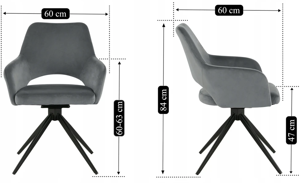 Exito Design Pasukama biuro kėdė, pilka aksominė biuro kėdė prie stalo - ERIM