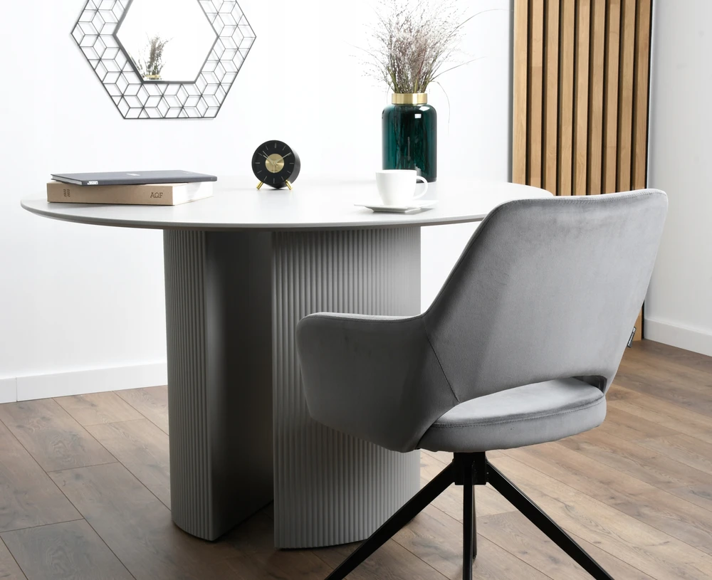 Exito Design Pasukama biuro kėdė, pilka aksominė biuro kėdė prie stalo - ERIM