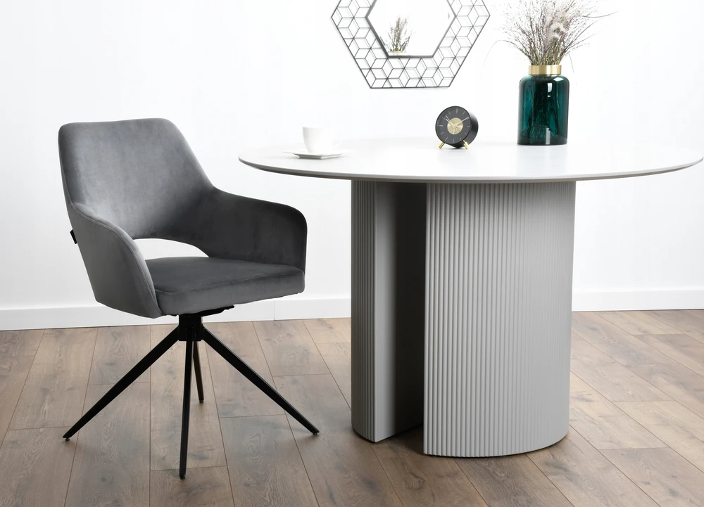Exito Design Pasukama biuro kėdė, pilka aksominė biuro kėdė prie stalo - ERIM