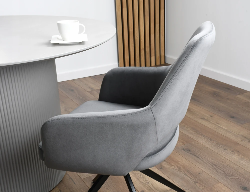 Exito Design Pasukama biuro kėdė, pilka aksominė biuro kėdė prie stalo - ERIM