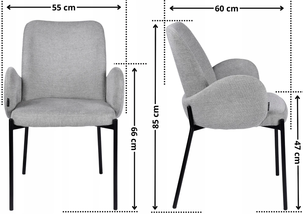 Exito Design Pilka minkšta kėdė svetainei, valgomajam ir virtuvei - šiuolaikiška GUSTO