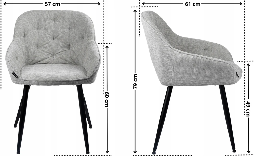 Exito Design Pilka minkšta kėdė svetainei, valgomajam ir moderniai virtuvei - LOREN