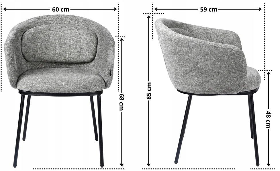 Exito Design Pilka minkšta kėdė svetainei, valgomajam ir moderniai virtuvei - BLUMO