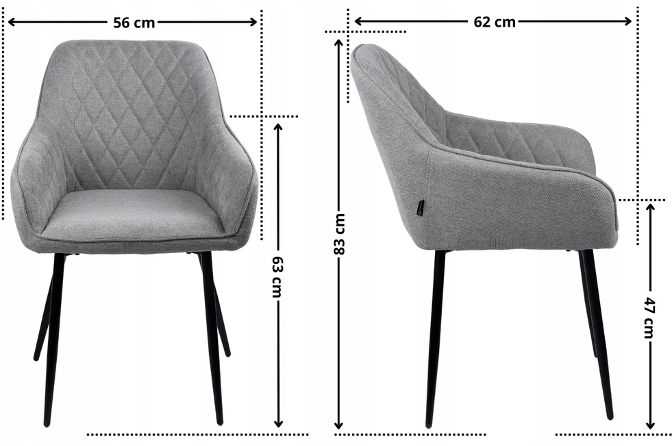 exito design Pilka minkšta kėdė svetainei, valgomajam ir virtuvei – šiuolaikiška RELLO