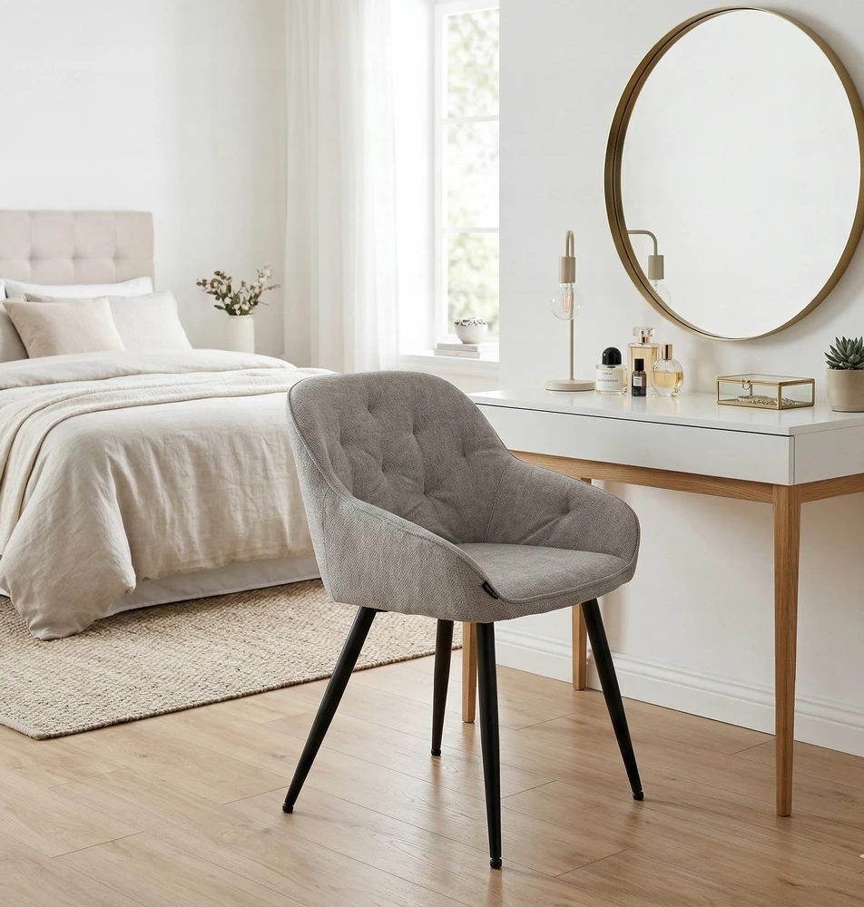Exito Design Pilka minkšta kėdė svetainei, valgomajam ir moderniai virtuvei - LOREN