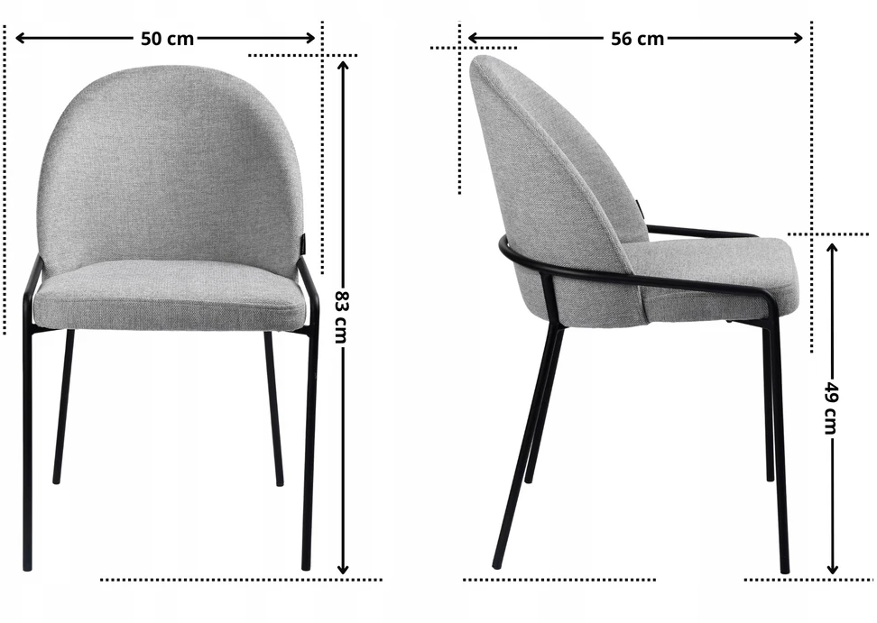 Exito Design Pilka minkšta kėdė svetainei, valgomajam ir virtuvei - modernus KIVO