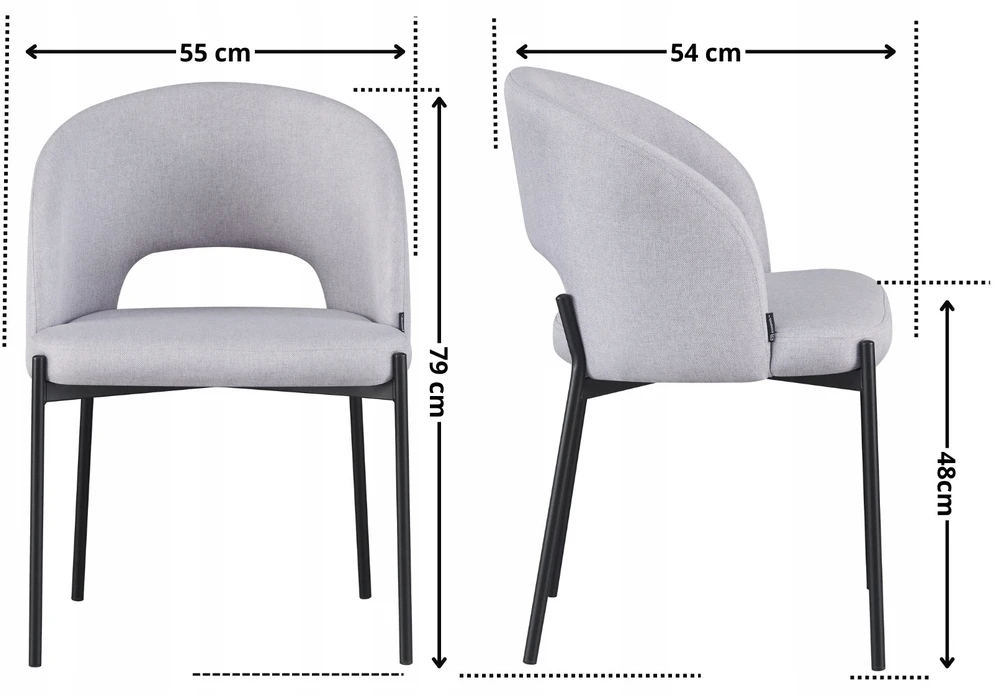 Exito Design Pilka minkšta kėdė svetainei, valgomajam ir moderniai virtuvei - SIENA
