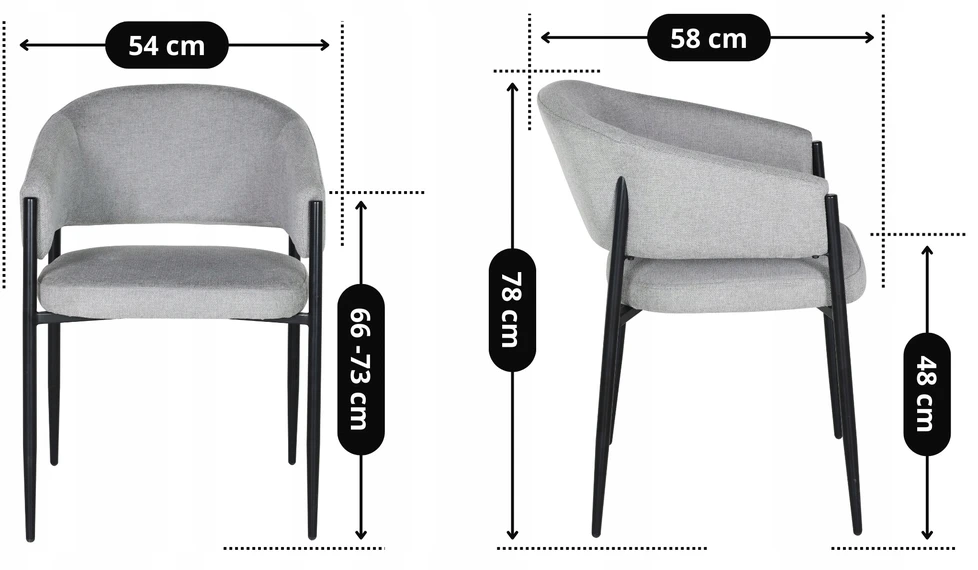 Exito Design Pilka minkšta kėdė svetainei, valgomajam ir virtuvei - moderni SARANO