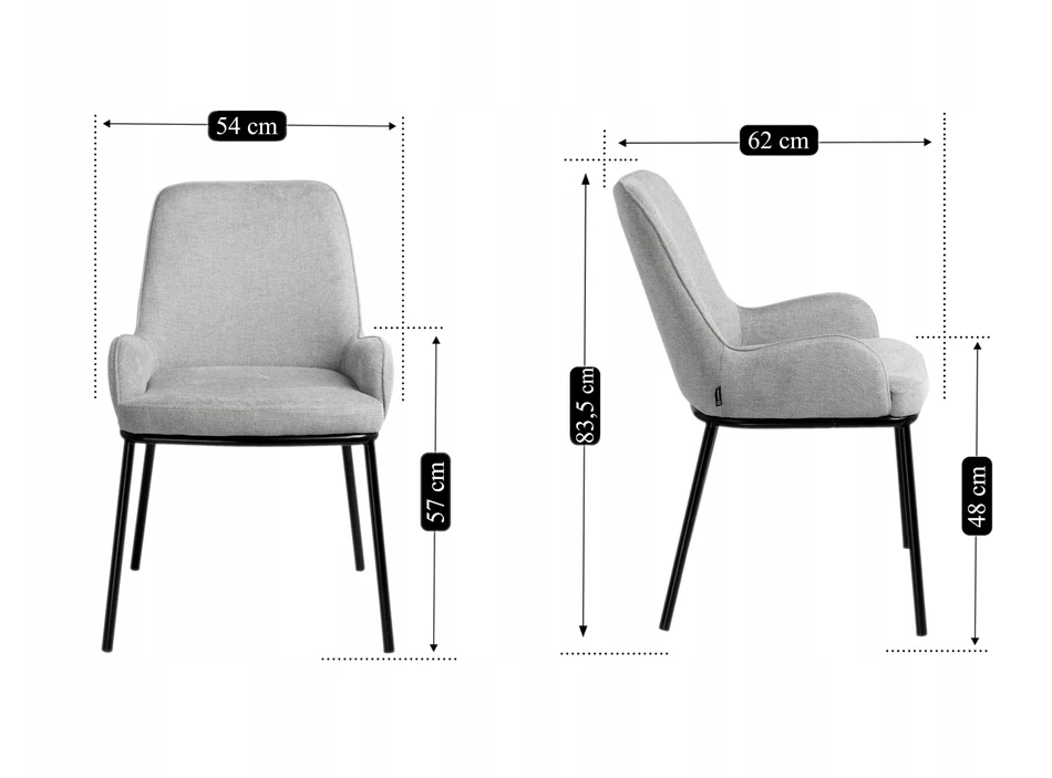 Exito Design Pilka minkšta kėdė svetainei, valgomajam ir virtuvei - modernus SANTO
