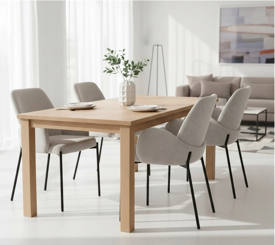Exito Design Pilka minkšta kėdė svetainei, valgomajam ir virtuvei - šiuolaikiška GUSTO