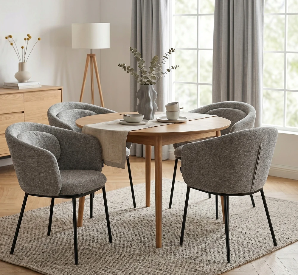Exito Design Pilka minkšta kėdė svetainei, valgomajam ir moderniai virtuvei - BLUMO
