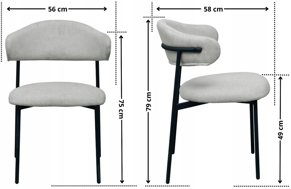 Exito Design Pilka minkšta kėdė svetainei, valgomajam ir virtuvei - moderni MILOS