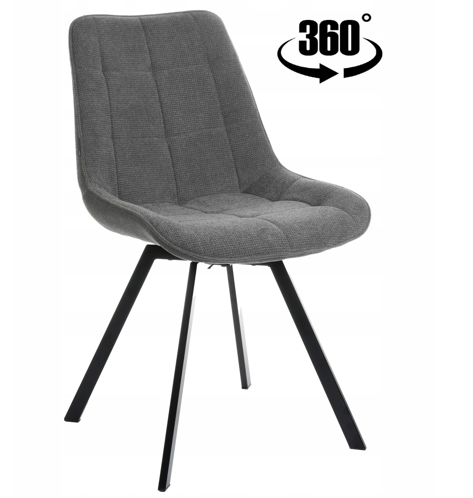 Exito Design Pilka minkšta pasukama kėdė svetainei, virtuvei, valgomajam, LAPO biurui