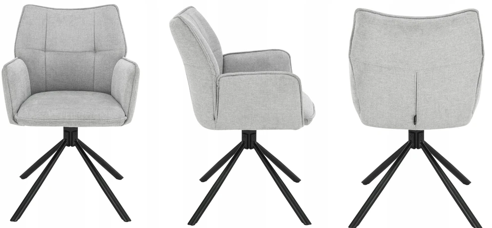 Exito Design Pilka minkšta pasukama kėdė svetainei, valgomajam, virtuvei ir EDEN rašomajam stalui