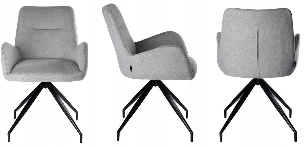 Exito Design Pilka minkšta pasukama kėdė svetainei, valgomajam, virtuvei ir KEMAL rašomajam stalui