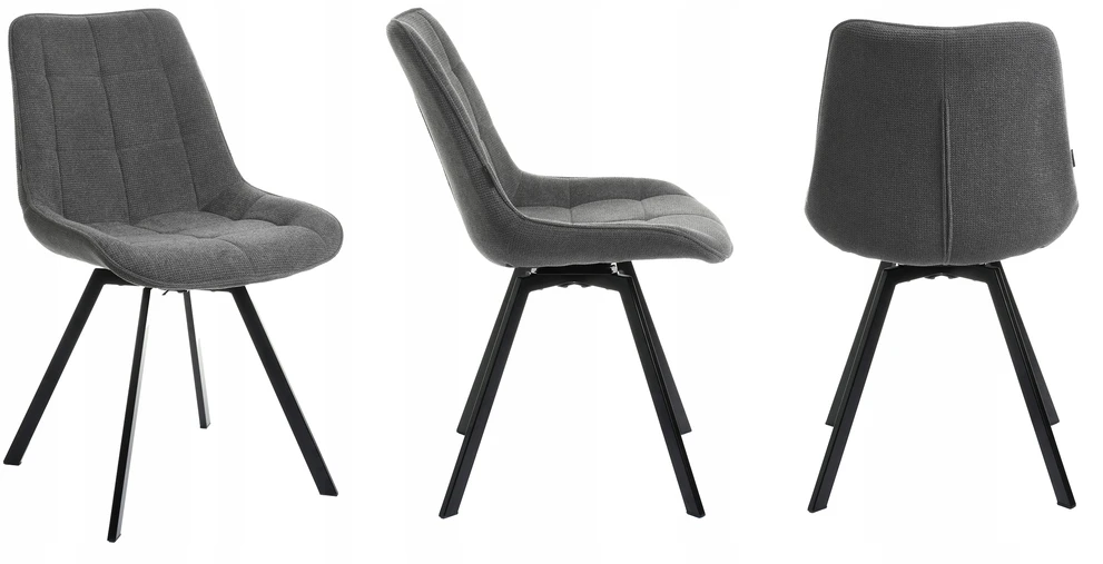 Exito Design Pilka minkšta pasukama kėdė svetainei, virtuvei, valgomajam, LAPO biurui