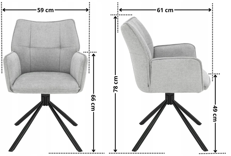 Exito Design Pilka minkšta pasukama kėdė svetainei, valgomajam, virtuvei ir EDEN rašomajam stalui