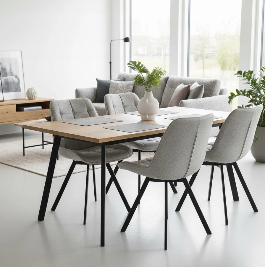 Exito Design Pilka minkšta pasukama kėdė svetainei, valgomajam, virtuvei, LAPO rašomiesiems stalams