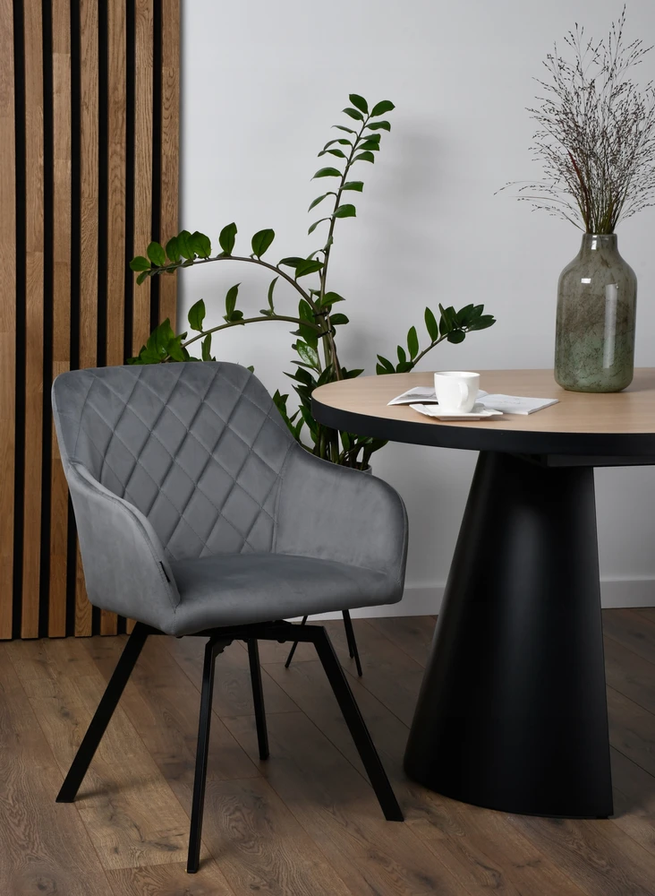 Exito Design Pilko aksomo minkšta pasukama kėdė svetainei, valgomajam, PANKO biurui