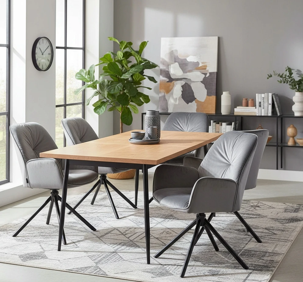 Exito Design Pilko aksomo minkšta pasukama kėdė svetainei, valgomajam, biurui - KOEN