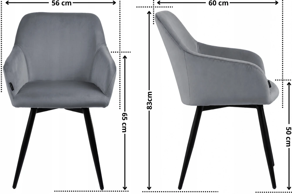 Exito Design Pilko aksomo minkšta pasukama kėdė svetainei, valgomajam, ESMO virtuvei
