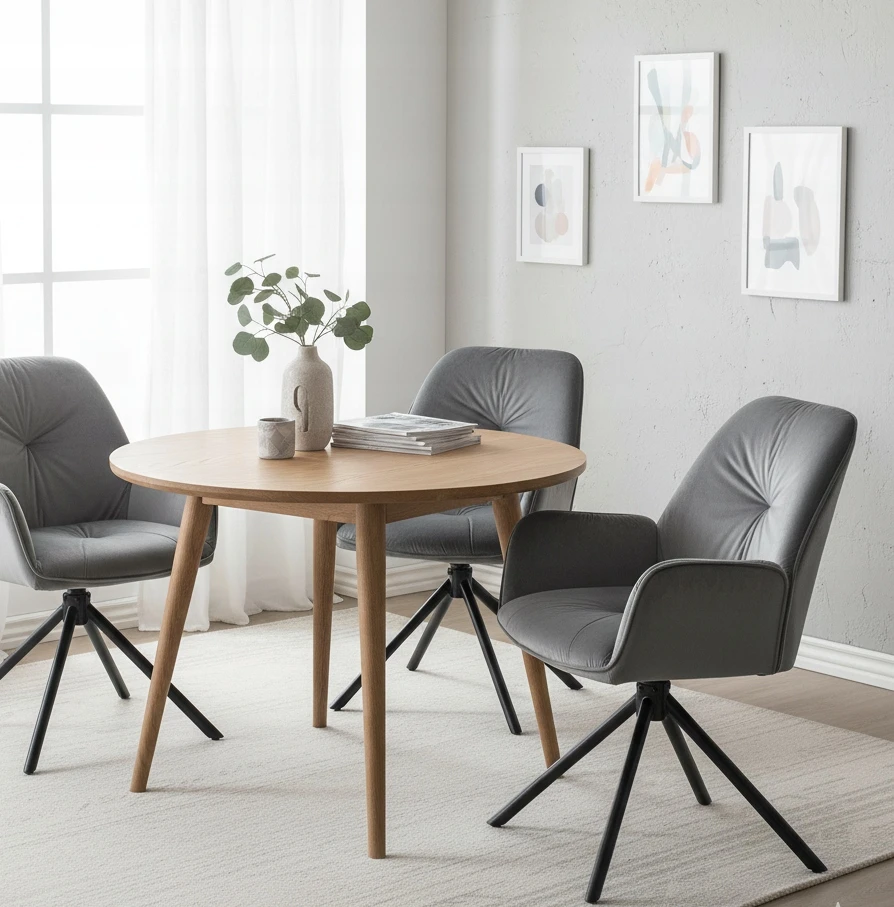 Exito Design Pilko aksomo minkšta pasukama kėdė svetainei, valgomajam, biurui - KOEN