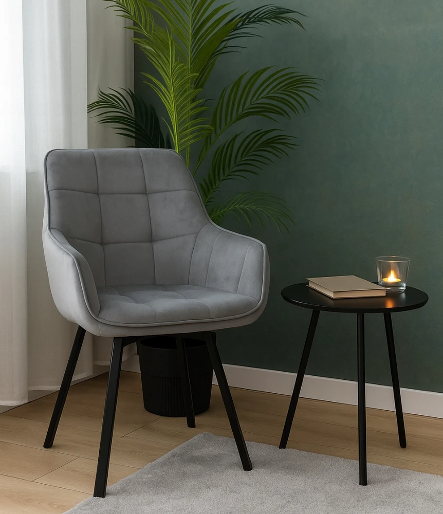 Exito Design Pilko aksomo minkšta pasukama kėdė svetainei, valgomajam, TOGO virtuvei