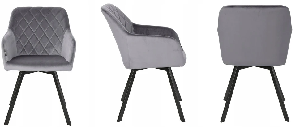 Exito Design Pilko aksomo minkšta pasukama kėdė svetainei, valgomajam, PANKO biurui
