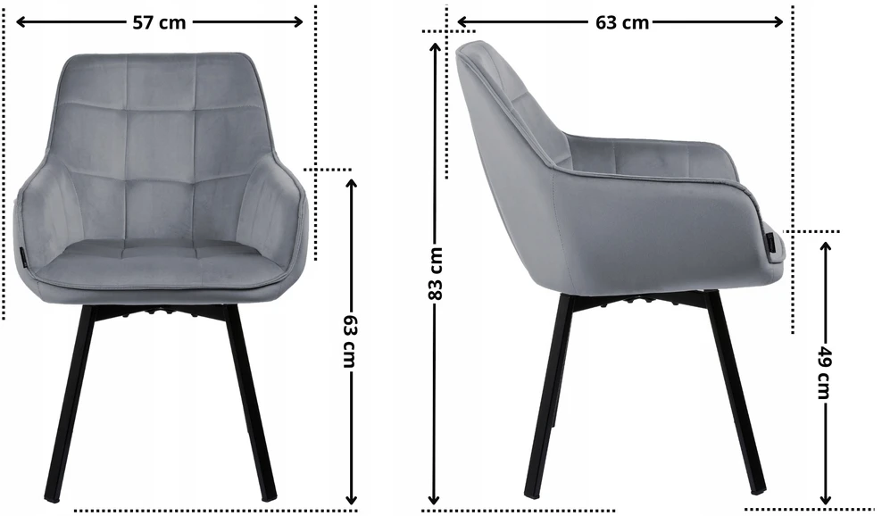 Exito Design Pilko aksomo minkšta pasukama kėdė svetainei, valgomajam, TOGO virtuvei