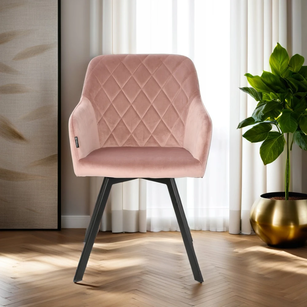 Exito Design Rožiniu aksomu aptraukta pasukama kėdė svetainei, valgomajam, PANKO biurui