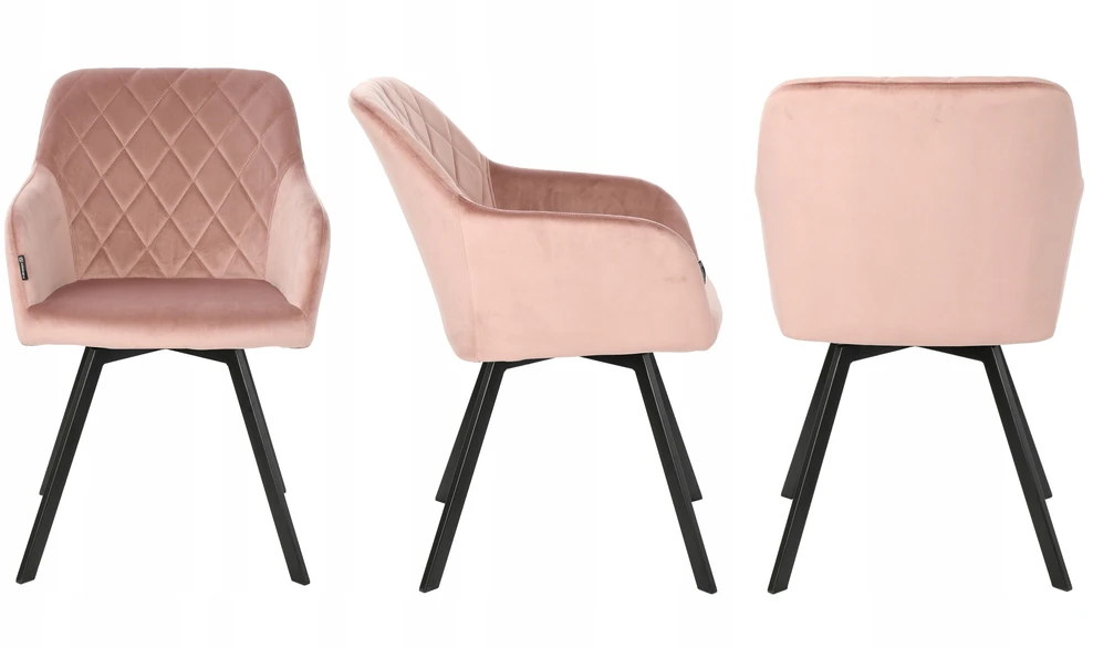 Exito Design Rožiniu aksomu aptraukta pasukama kėdė svetainei, valgomajam, PANKO biurui