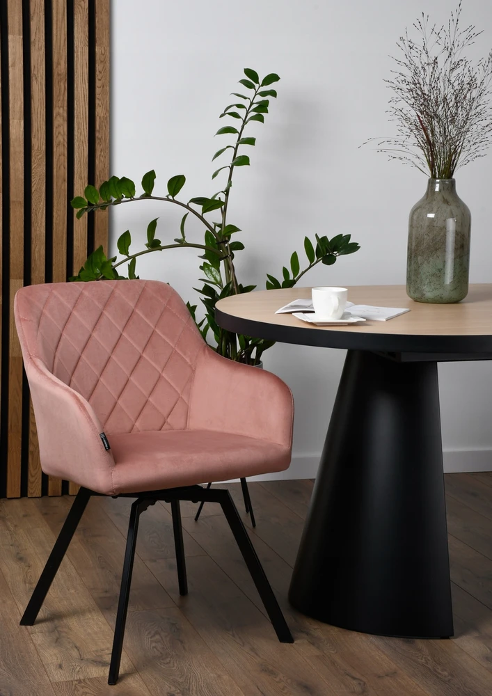 Exito Design Rožiniu aksomu aptraukta pasukama kėdė svetainei, valgomajam, PANKO biurui