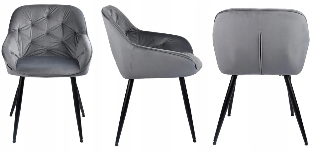 Exito Design Šiuolaikinė pilka "velvet" svetainės kėdė Loren