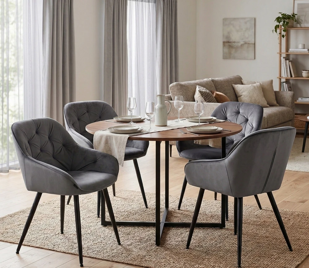 Exito Design Šiuolaikinė pilka "velvet" svetainės kėdė Loren