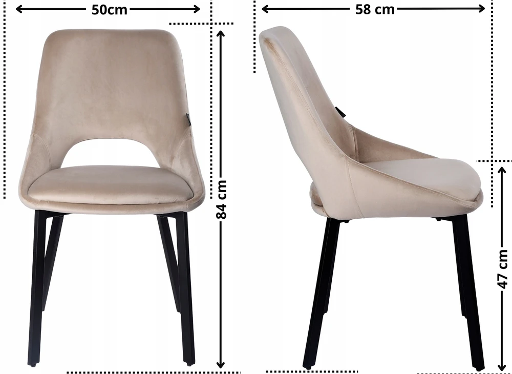 Exito Design Smėlio spalvos minkšta aksominė kėdė svetainei, valgomajam ir virtuvei - LUMO