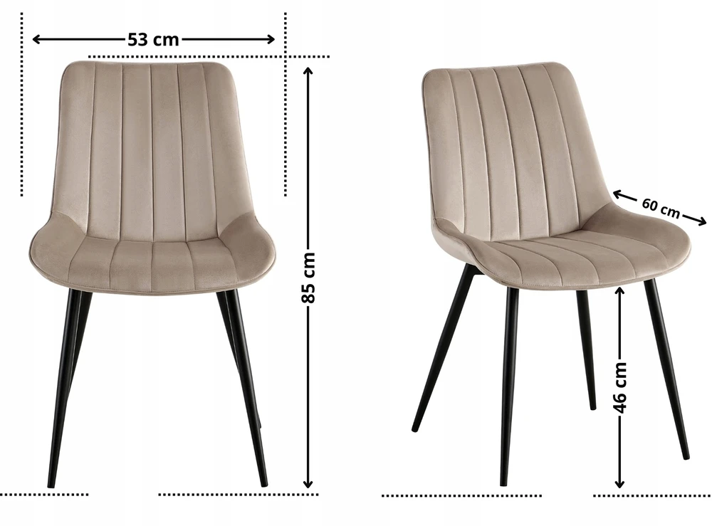 Exito Design Smėlio spalvos minkšta aksominė kėdė svetainei, valgomajam ir virtuvei - MENO