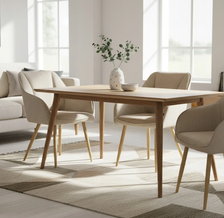 Exito Design Smėlio spalvos minkšta kėdė svetainei, valgomajam ir virtuvei - moderni ELMO