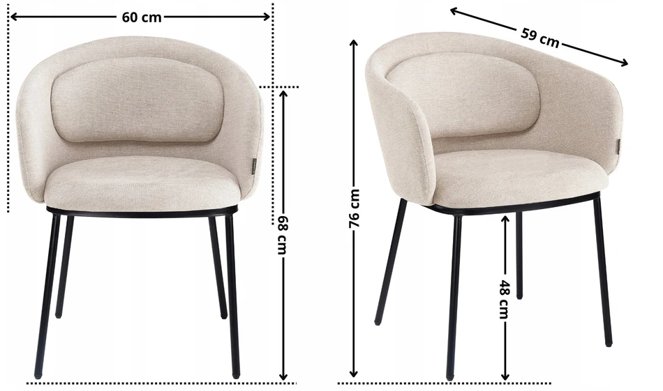 Exito Design Smėlio spalvos minkšta kėdė svetainei, valgomajam ir moderniai virtuvei - BLUMO