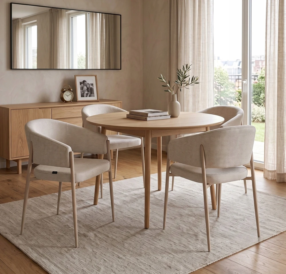 Exito Design Smėlio spalvos minkšta kėdė svetainei, valgomajam ir virtuvei - modernus SARANO