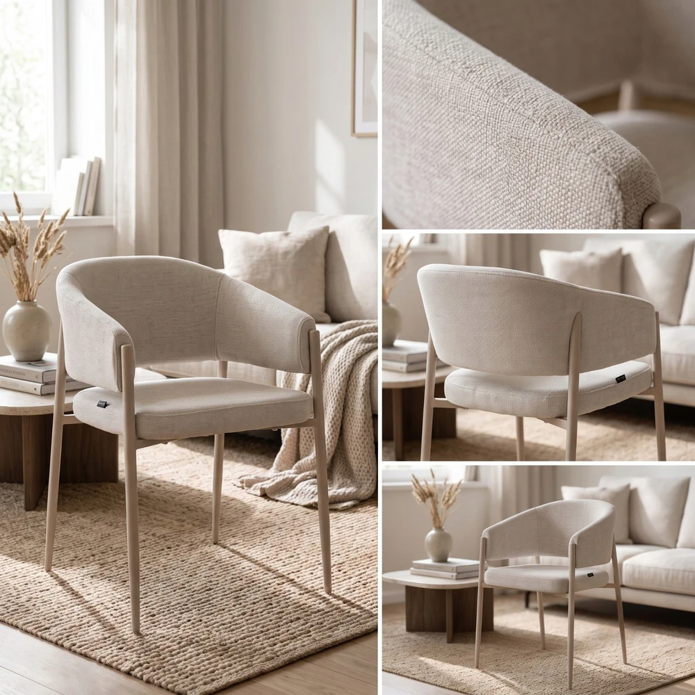 Exito Design Smėlio spalvos minkšta kėdė svetainei, valgomajam ir virtuvei - modernus SARANO