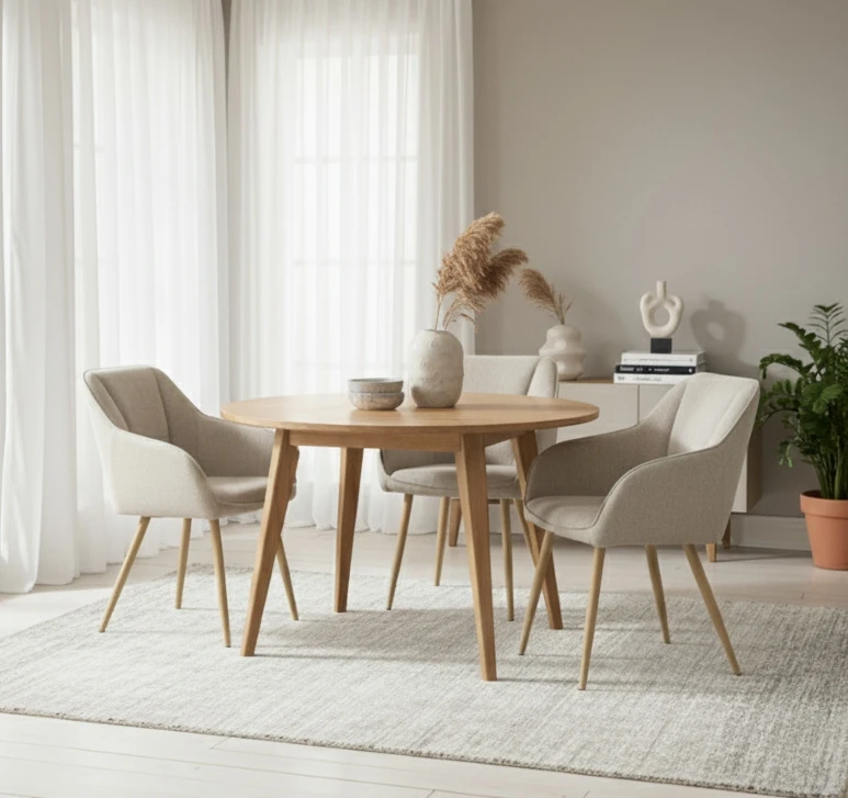 Exito Design Smėlio spalvos minkšta kėdė svetainei, valgomajam ir virtuvei - moderni ELMO