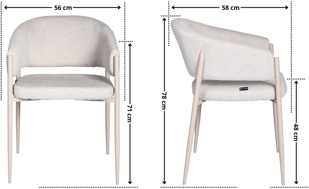 Exito Design Smėlio spalvos minkšta kėdė svetainei, valgomajam ir virtuvei - modernus SARANO