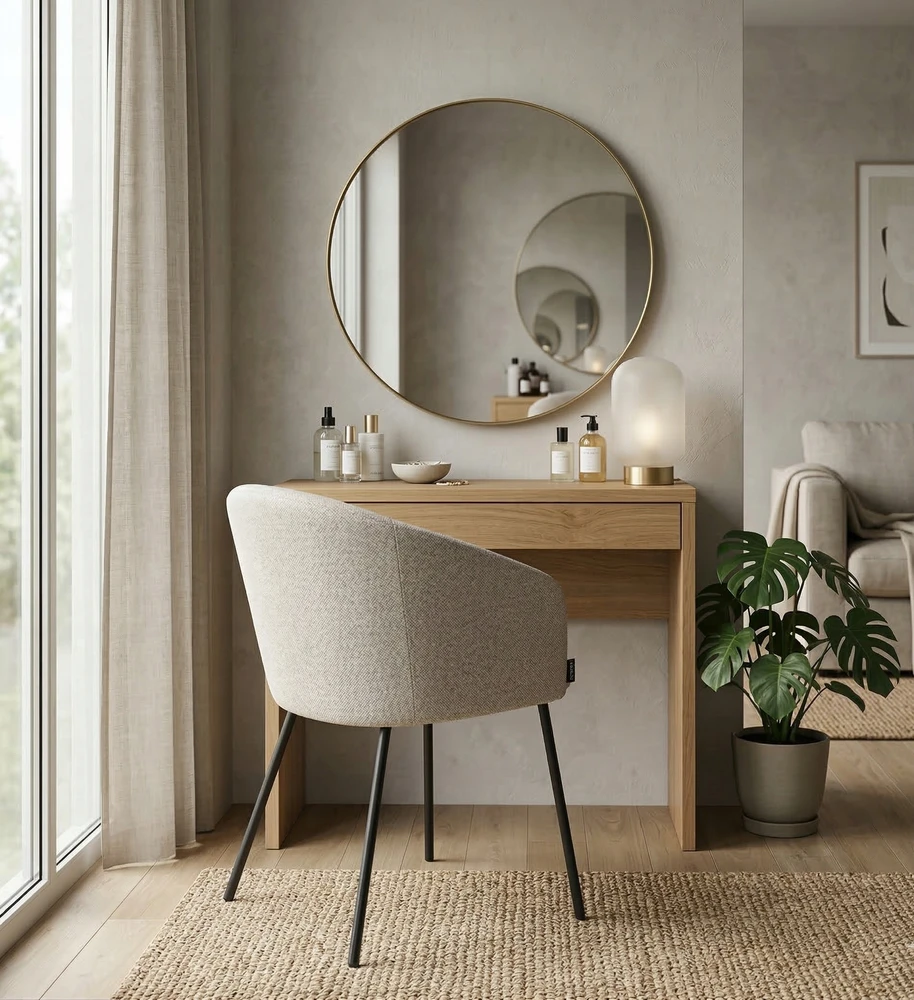Exito Design Smėlio spalvos minkšta kėdė svetainei, valgomajam ir virtuvei - moderni NUVIO