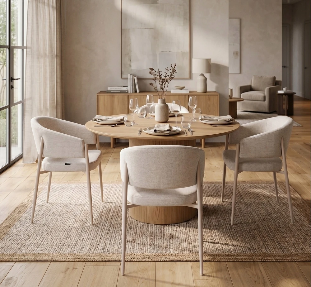 Exito Design Smėlio spalvos minkšta kėdė svetainei, valgomajam ir virtuvei - modernus SARANO