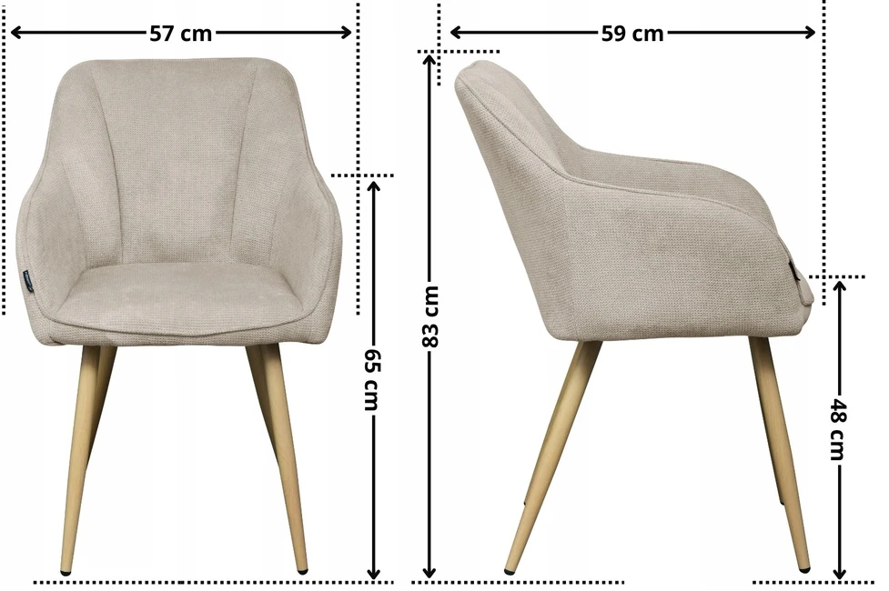 Exito Design Smėlio spalvos minkšta kėdė svetainei, valgomajam ir virtuvei - moderni ELMO