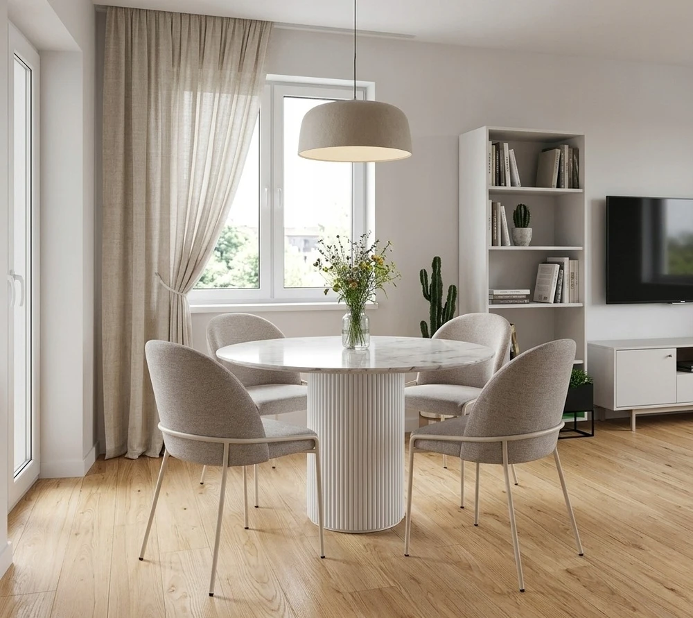 Exito Design Smėlio spalvos minkšta kėdė svetainei, valgomajam ir virtuvei - modernus KIVO
