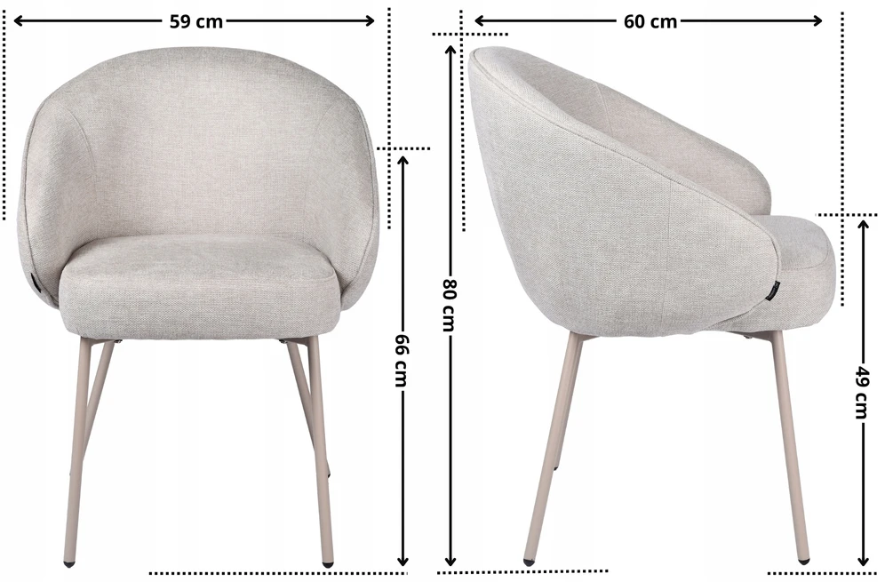 exito design Smėlio spalvos minkšta kėdė svetainei ir valgomajam, sėdynėje spyruoklės - OTILO
