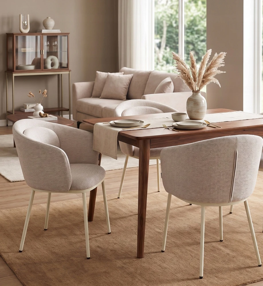 Exito Design Smėlio spalvos minkšta kėdė svetainei, valgomajam ir moderniai virtuvei - BLUMO