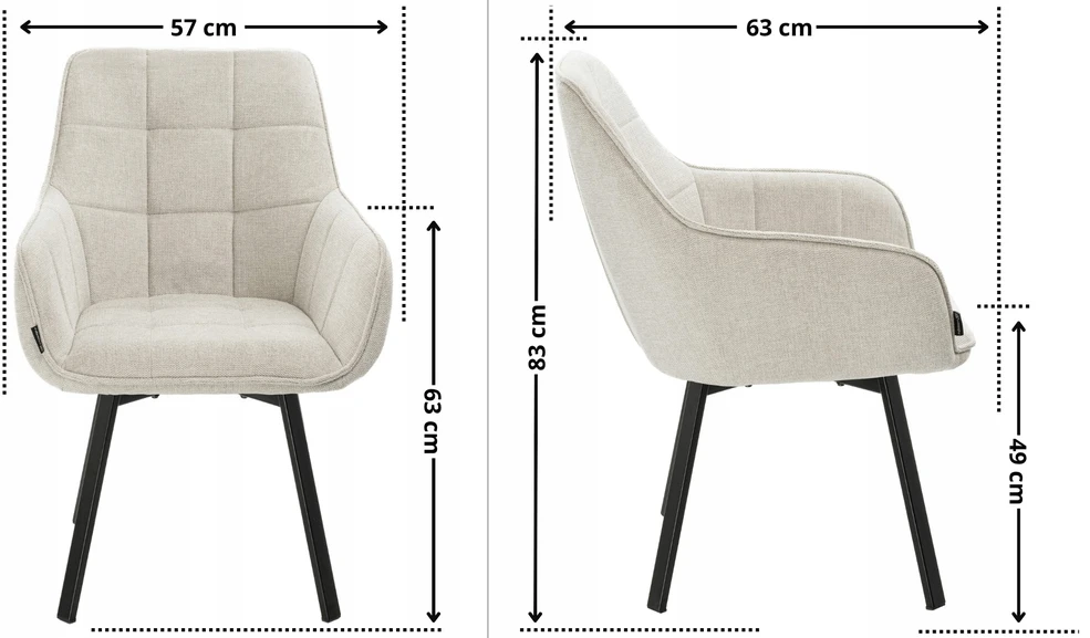 Exito Design Smėlio spalvos minkšta pasukama kėdė svetainei, valgomajam, virtuvei ir TOGO rašomajam stalui