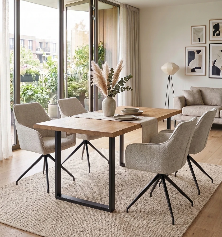 Exito Design Smėlio spalvos minkšta pasukama kėdė svetainei, valgomajam, virtuvei, ASTER rašomiesiems stalams